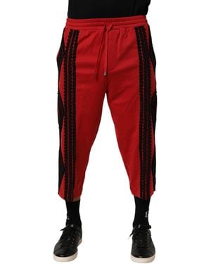 Dolce & Gabbana Lace Trim Cropped Trousers - Red