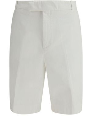 Thom Browne White Polyester Bermuda Shorts - Gray