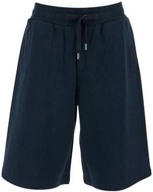 Dolce & Gabbana Bermuda Shorts With Elasticated Waist And Logo On The Back - Blue