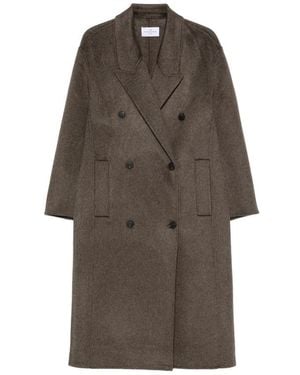 The Dynamis Studio Double-Breasted Peak-Lapel Coat - Brown