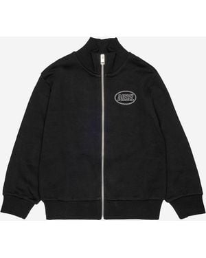 DIESEL Cotton Sweatshirt With Logo And Zip Hoods & Sweatshirts - Black