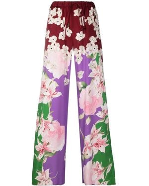 Valentino Floral-Print Pants - Red