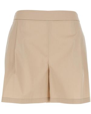 Le Plain Shorts With Semi-Elasticated Waist And Side Closure - Natural