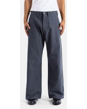 TAIGA TAKAHASHI Wide-Leg Cotton Work Trousers Charcoal - Blue