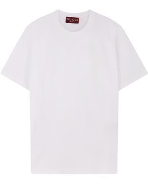 Gucci Cotton T-Shirt With Embroidered Gg Incrocio Logo - White