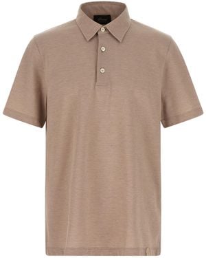 Brioni Cotton Polo Shirt - Natural