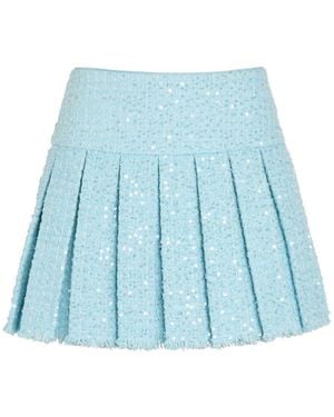 Alice + Olivia Pleated Mini Skirt - Blue