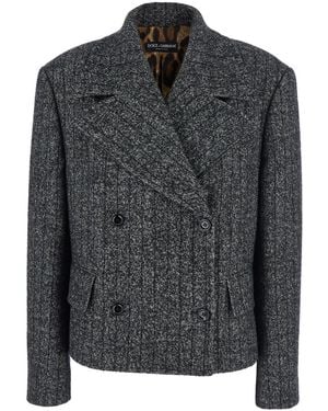 Dolce & Gabbana Double-Breasted Jacket With Notched Revers - Black