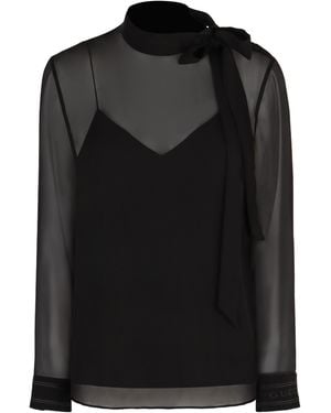 Gucci Silk Georgette Bow Blouse - Black