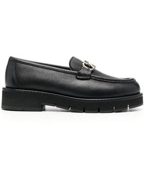 Ferragamo Buckle-Detail Leather Loafers - Black