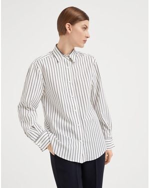 Brunello Cucinelli Panama Striped Cotton Shirt - White