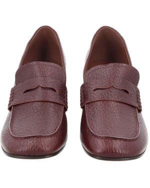 Dries Van Noten Heeled Leather Loafers Bovine - Purple