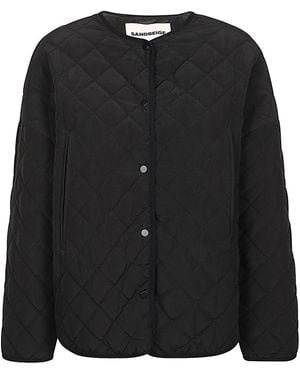 Sandbeige Nylon Quilted Jacket - Black