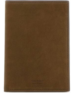 Tom Ford Suede Passport Holder - Brown