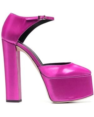 Giuseppe Zanotti Metallic Leather Platform Heel - Purple