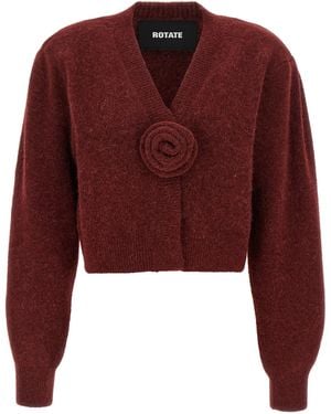 ROTATE BIRGER CHRISTENSEN Knit Puffsleeve Cardigan - Red