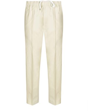 Lanvin Elastic Drawstring Waist Plain Pants - White