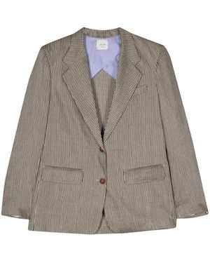 Alysi Striped Single-Breasted Blazer - Gray