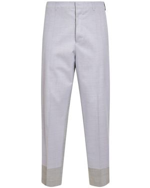 MM6 by Maison Margiela Virgin Wool Blend Two-Tone Tailored Trousers - Grey
