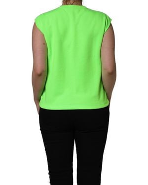 Dolce & Gabbana Neon Dg Sequined Sleeveless Jersey Top Polyester - Green