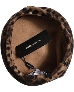Dolce & Gabbana Leopard French Style Beret Capello Hat And Wool Cashmere - Black