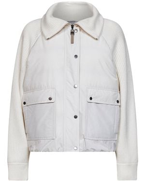 Brunello Cucinelli Down Jacket Milk Techno Taffeta Lyocell Puffer - White