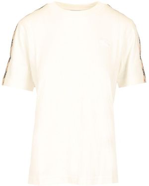 Burberry Cotton T-Shirt With Check Trim - White