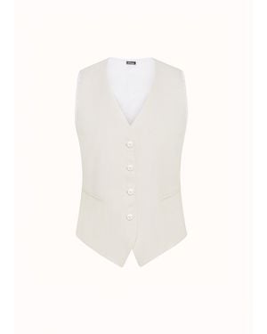 Kiton Vest Linen Alpaca Cotton Jacket - White