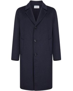 D 40 Double Wool Single-Breasted Coat - Blue