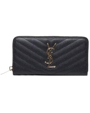 Saint Laurent Cassandre Quilted Wallet - White
