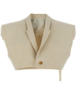 Rick Owens Cropped Wool Blend Cotton Vest - Natural