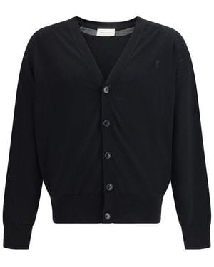 Ami Paris Merino Wool Cardigan Clothing - Black