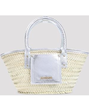 Jacquemus Mini Raffia Handbag With Accents - White