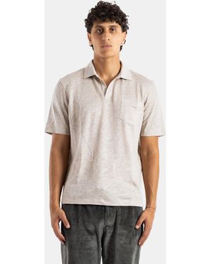 Sease Heathered Linen Polo T-Shirts And Polos - White