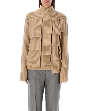 JW Anderson Paneled Flap Wool-Blend Sweater - Natural