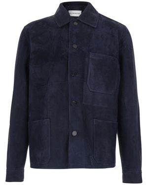 Givenchy Jacket With Classic Collar And Suede Front Pockets For Sheep Outerwear - Blue