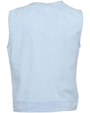MAZZARELLI CAMICIE Barbara Denim Blouse With Ruffles Cotton Top - Blue