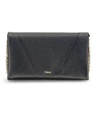 Chloé Spin Wallet With Flap And Chain - Gray