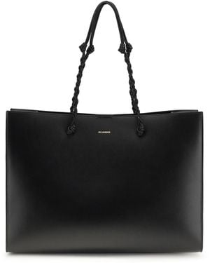 Jil Sander Tangle Tote Bag Calf Leather Bos Taurus Shoulder - Black