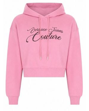 Versace Jeans Couture Sweatshirt Cropped Cotton Sweatshirts - Pink