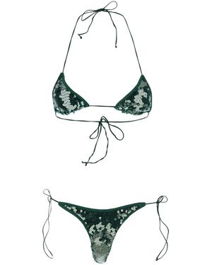 Oséree Marylin Kini Bikini With Triangle Top And High-Waisted Bottom - White