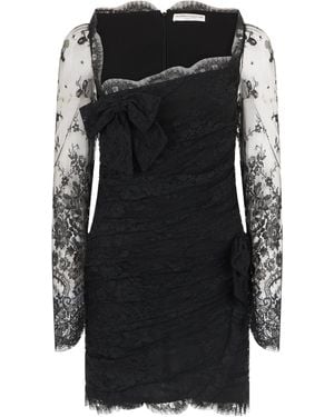 Alessandra Rich Mini Lace Dress Cotton - Black