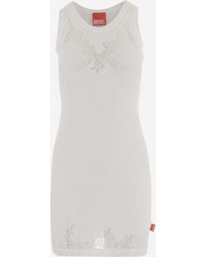 DIESEL Dress With Sheer Detailing Cotton - White