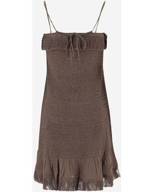 By Malene Birger Mini Dress With Smocked Details Viscose - Brown
