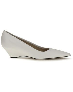 The Row White Lamb Ovis Aries Platform Court Shoes - Metallic