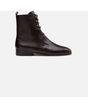CB Made In Italy Dark Tumbled Leather Boots Eva - Black