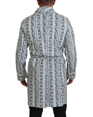 Dolce & Gabbana Floral Cotton Robe Coat Jacket Elastane Clothing - Grey