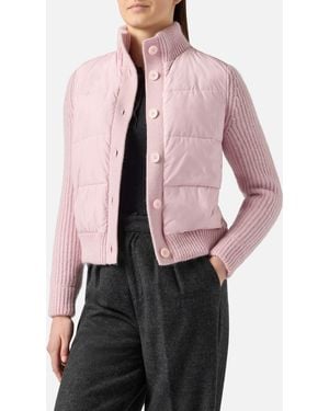 MC2 Saint Barth Padded Jacket With Knitted Sleeves - Pink