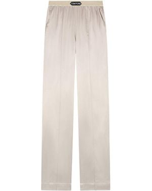 Tom Ford Wide-Leg Pants With Satin Finish - White