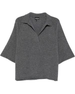 Emporio Armani Wool Oversized Polo Shirt - Gray